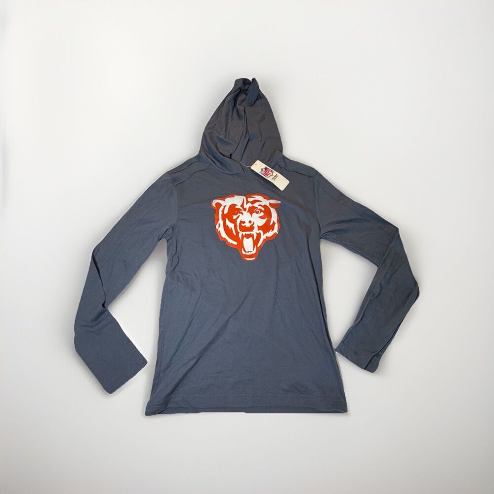 NFL Team Apparel Chicago Bears Hoodie Shirt Mens Small Gray Long Sleeve NWT